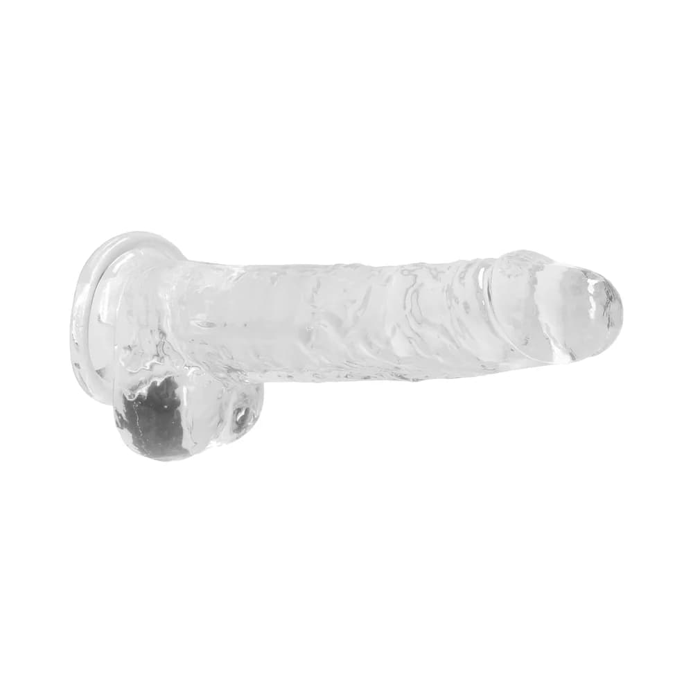 RealRock Crystal Clear Realistic 8 in. Dildo With Balls and Suction Cup Clear thumbnail