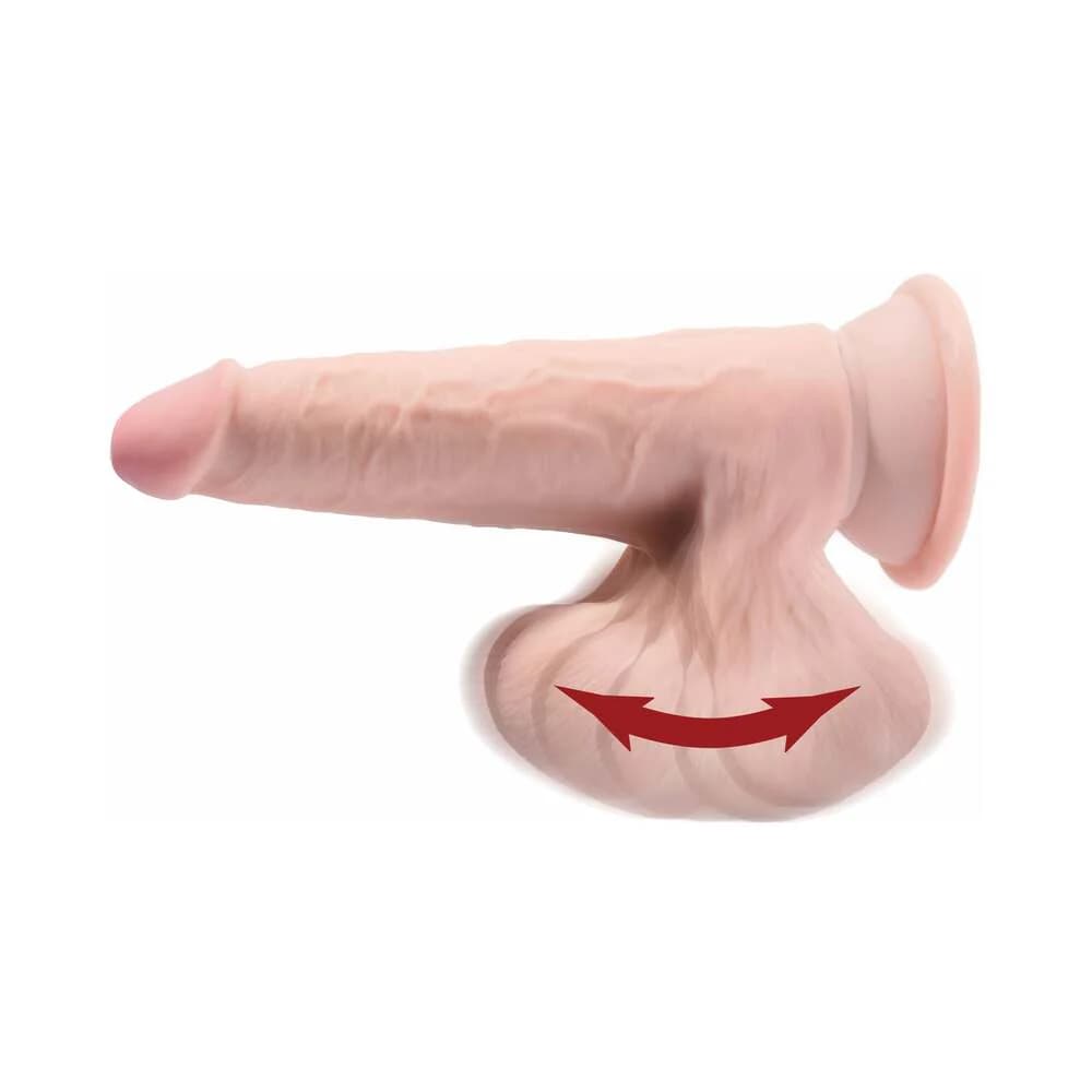 King Cock Plus 9 in. Triple-Density Cock With Swinging Balls Dildo Beige thumbnail