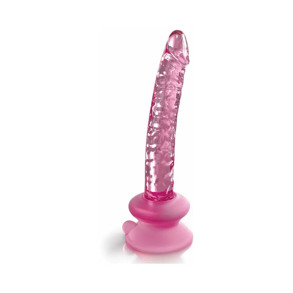 Icicles No. 86 Realistic 7 in. Glass Dildo With Suction Cup Pink thumbnail