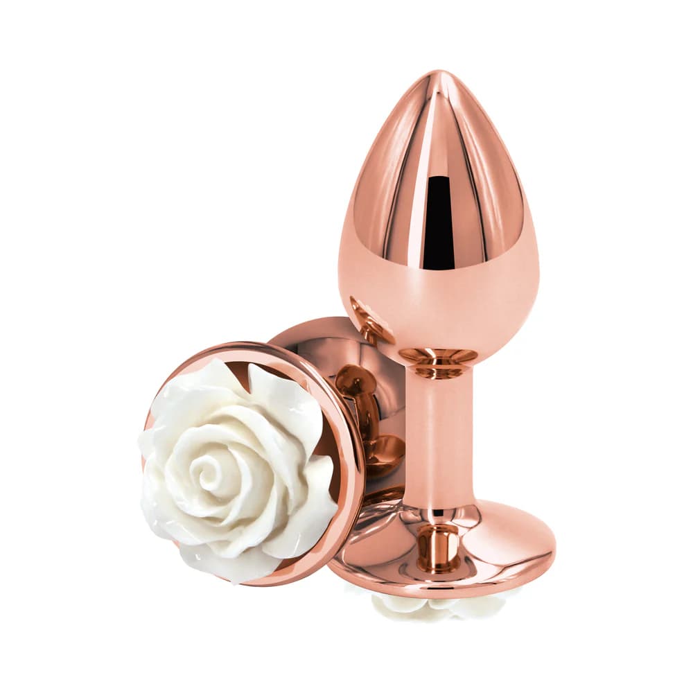 Rear Assets Rose Anal Plug Small White thumbnail