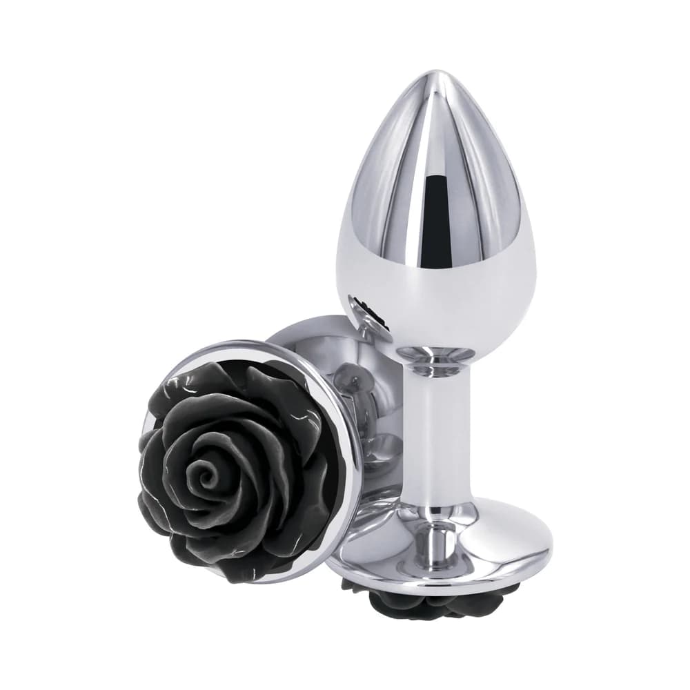Rear Assets Rose Anal Plug Small Black thumbnail