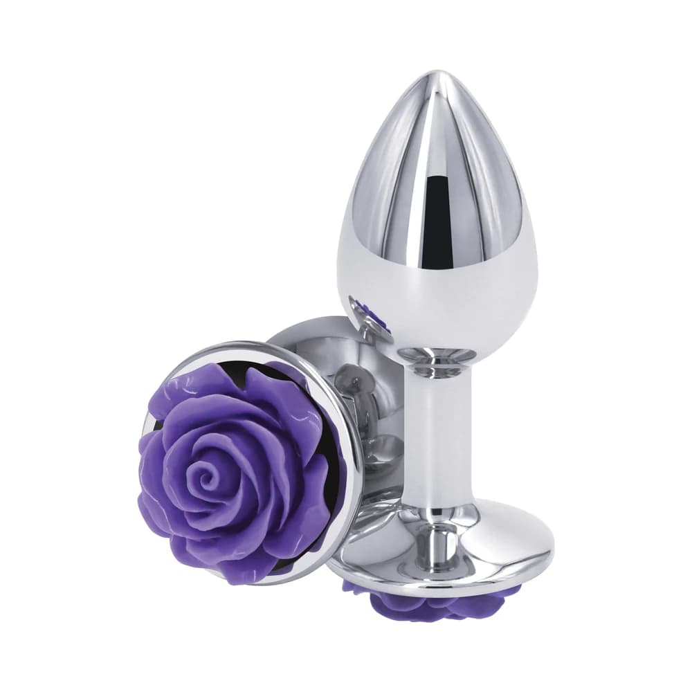 Rear Assets Rose Anal Plug Small Purple thumbnail