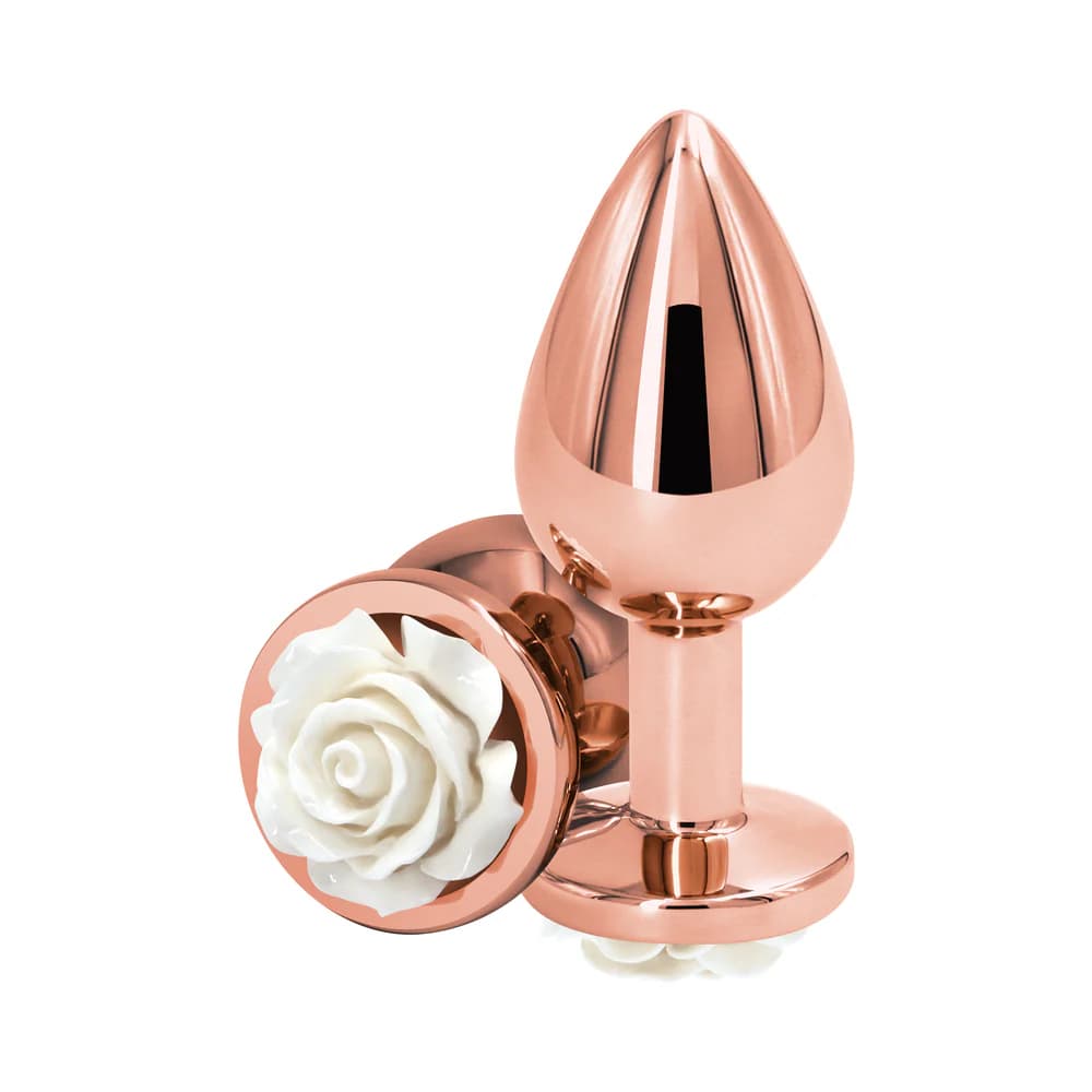 Rear Assets Rose Anal Plug Medium White thumbnail