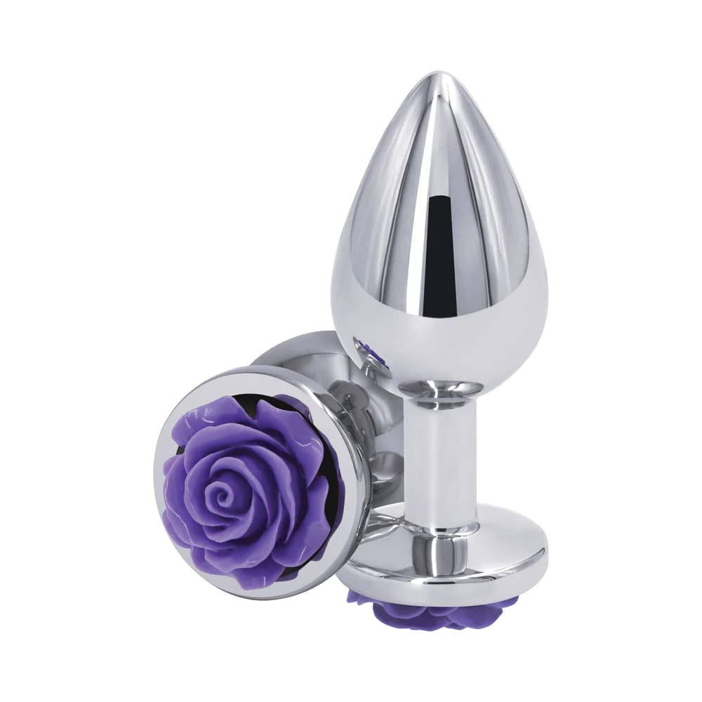 Rear Assets Rose Anal Plug Medium Purple thumbnail