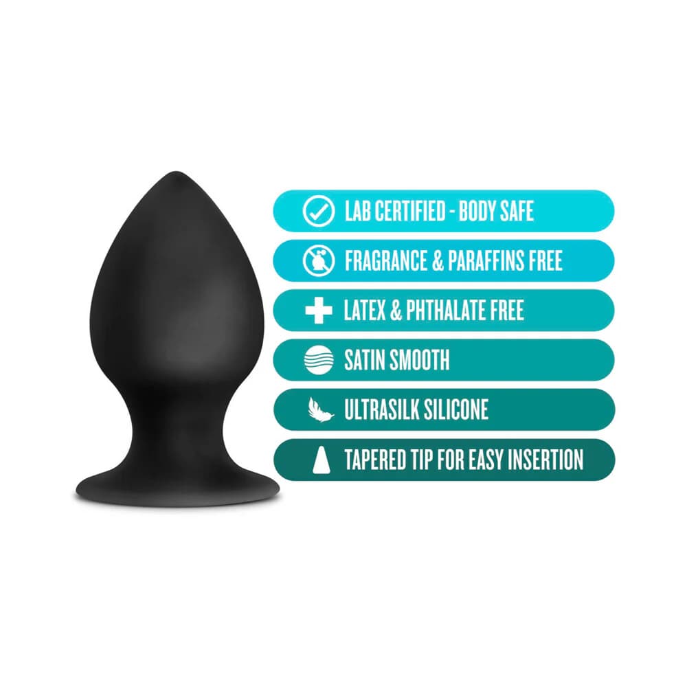 Anal Adventures Platinum Silicone Anal Stout Plug Large Black thumbnail