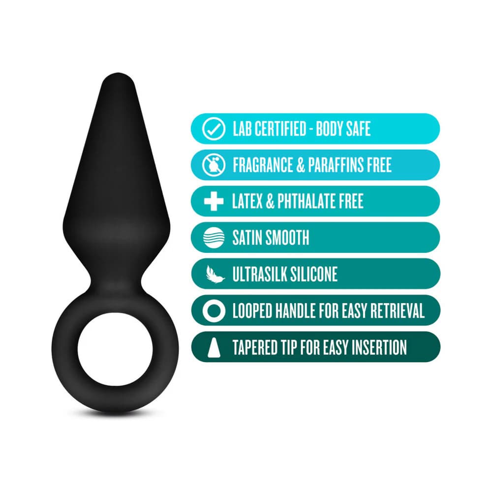 Anal Adventures Platinum Silicone Loop Plug Small Black thumbnail