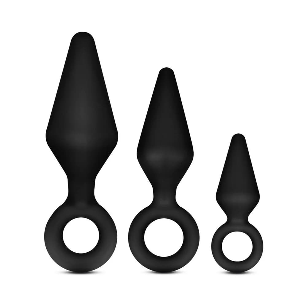 Anal Adventures Platinum Silicone 3-Piece Loop Plug Kit Black thumbnail