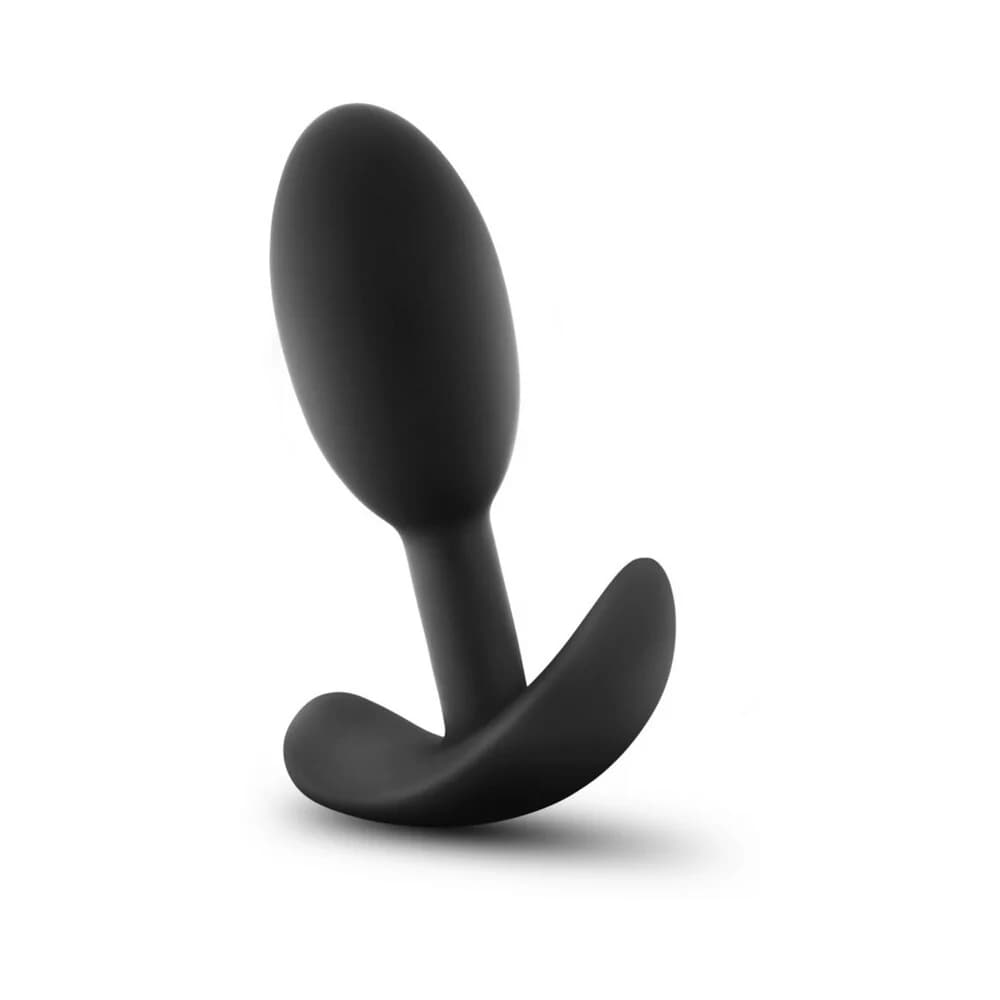 Anal Adventures Platinum Silicone Weighted Vibra Slim Plug Small Black thumbnail
