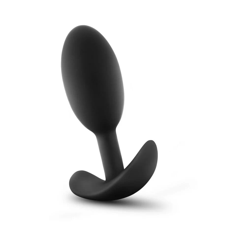 Anal Adventures Platinum Silicone Weighted Vibra Slim Plug Medium Black thumbnail