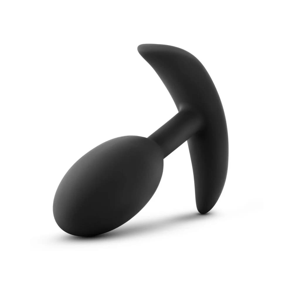 Anal Adventures Platinum Silicone Weighted Vibra Slim Plug Medium Black thumbnail