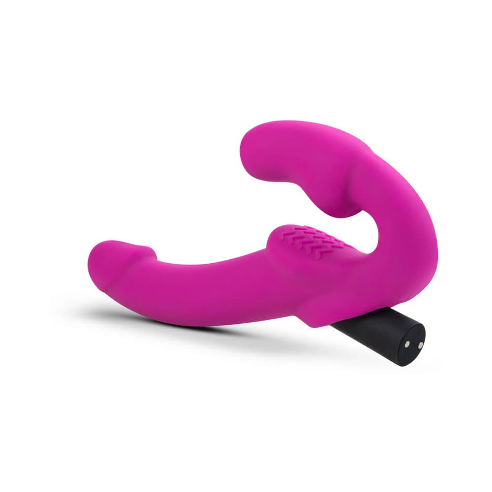 Temptasia Estella 9.5 in. Silicone Strapless Strap-On Dildo with Bullet Vibrator Pink thumbnail