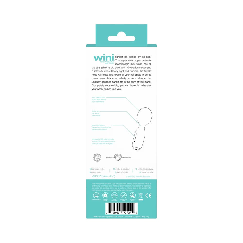 Vedo Wini Rechargeable Mini Wand Tease Me Turquoise thumbnail 9