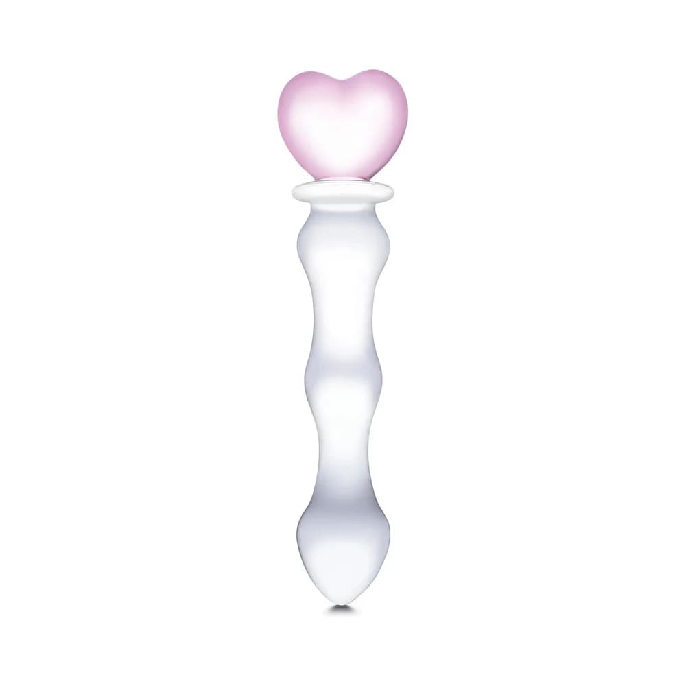 Glas 8 in. Sweetheart Glass Dildo with Pink Heart-Shaped Handle thumbnail
