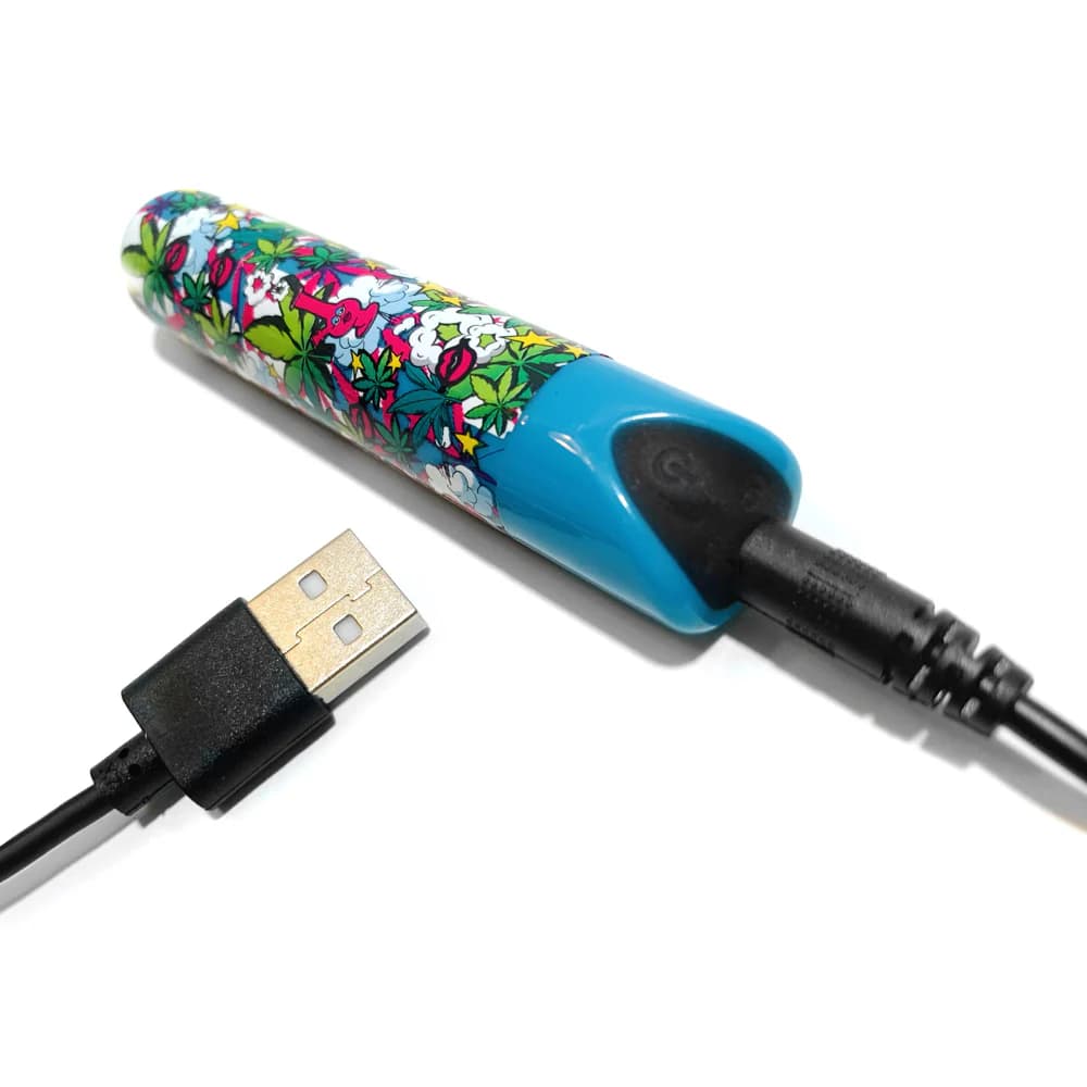 Prints Charming Buzzed Rechargeable 3.5" Bullet - Stoner Chick - Blue thumbnail