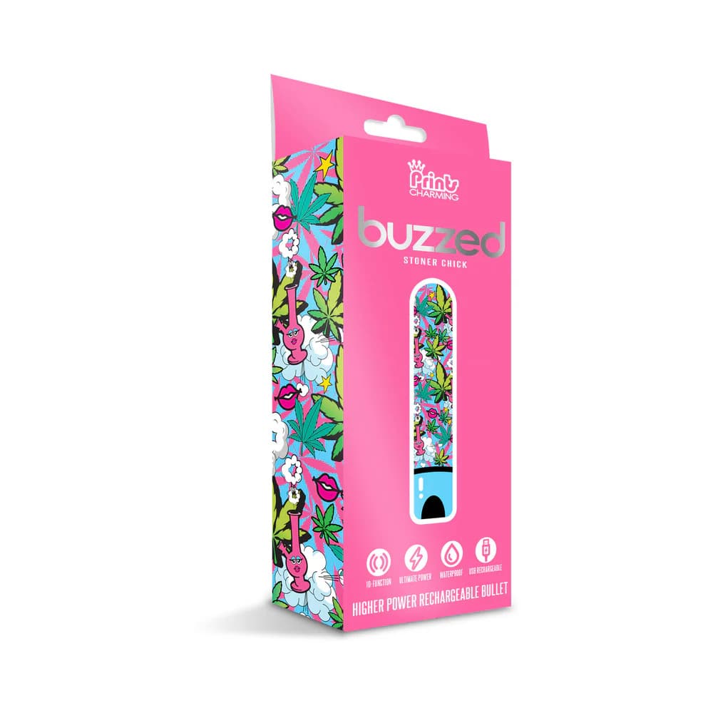 Prints Charming Buzzed Rechargeable 3.5" Bullet - Stoner Chick - Blue thumbnail 6
