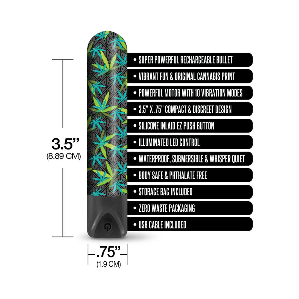 Prints Charming Buzzed Rechargeable 3.5" Bullet - Canna Queen - Black thumbnail
