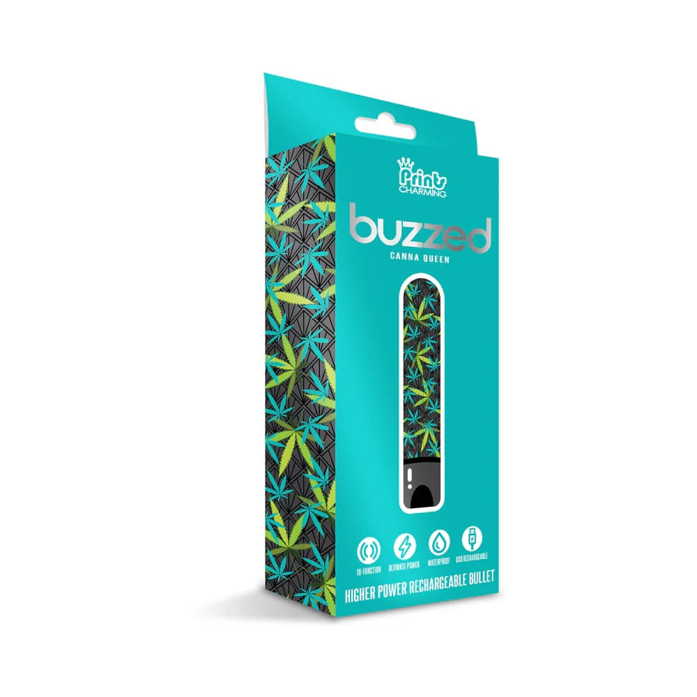 Prints Charming Buzzed Rechargeable 3.5" Bullet - Canna Queen - Black thumbnail 6