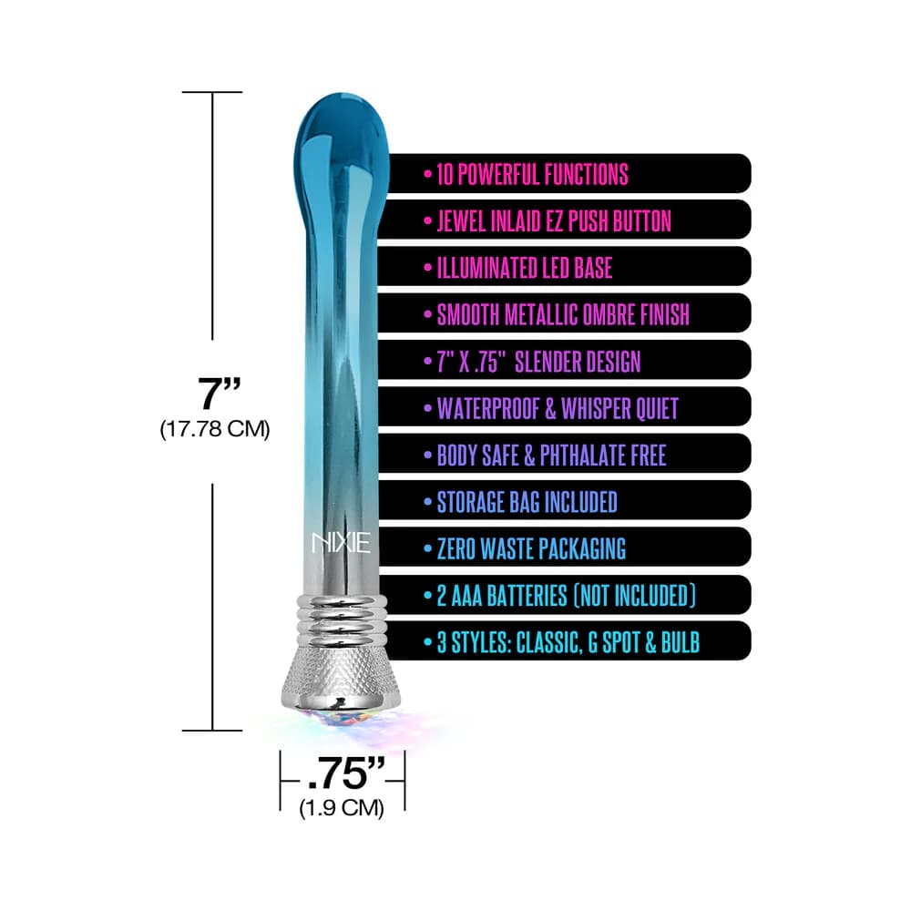 Nixie Waterproof 10-Function Bulb Vibe - Blue Ombre Glow thumbnail