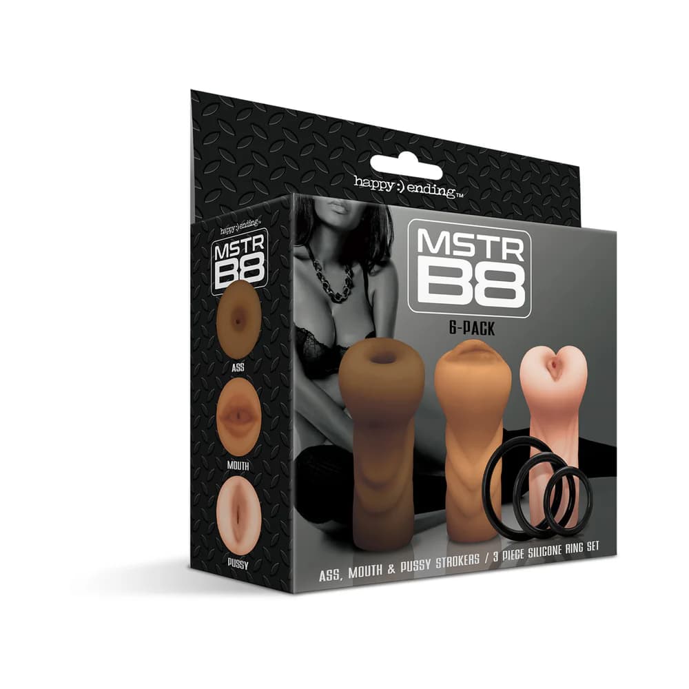 Happy Ending Mstr B8 Six Pack: Ass, Mouth, Pussy Stroker with 3 Rings thumbnail