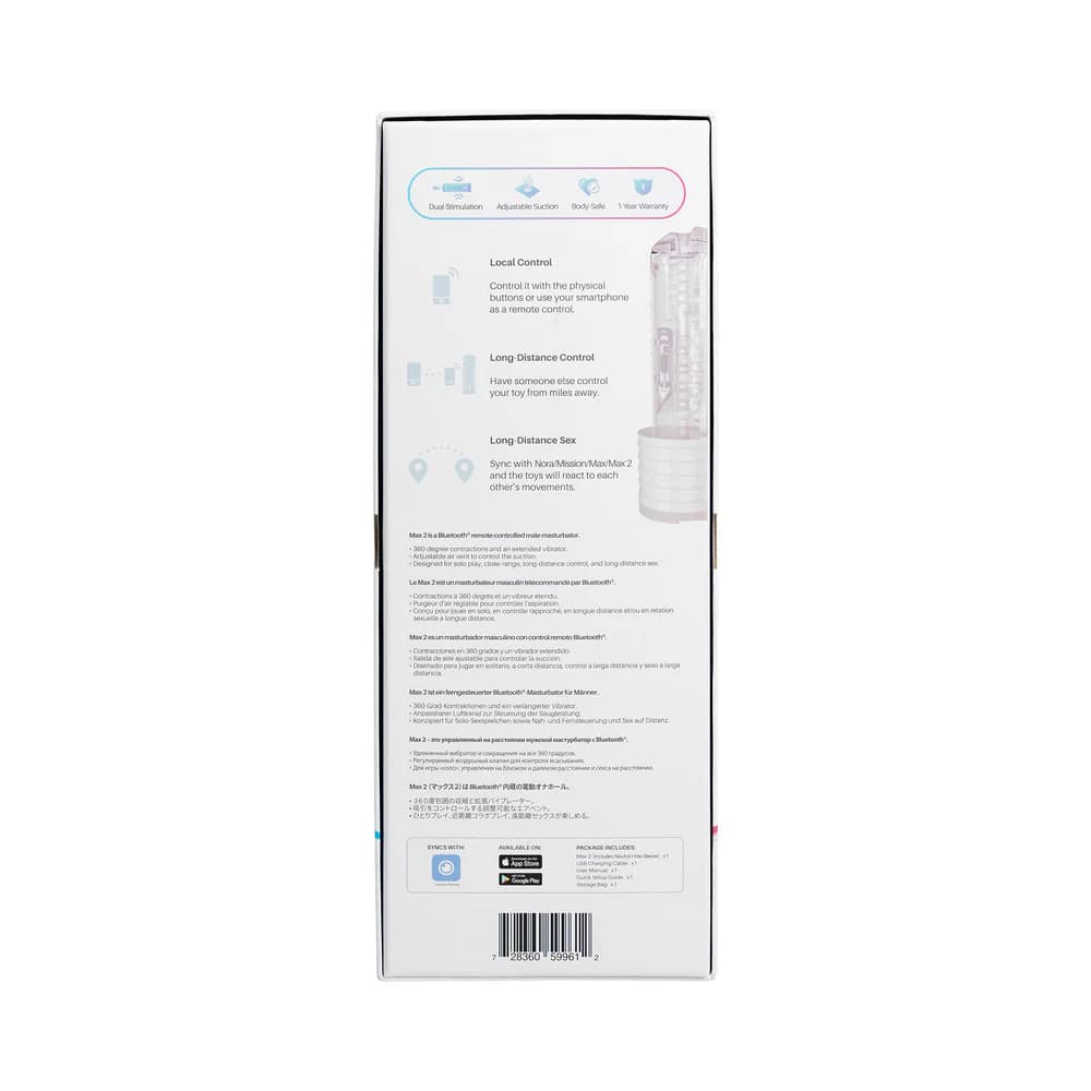 Lovense Max 2 Bluetooth App-Controlled Vibrating and Suction Masturbator (Neutral Sleeve) thumbnail 5