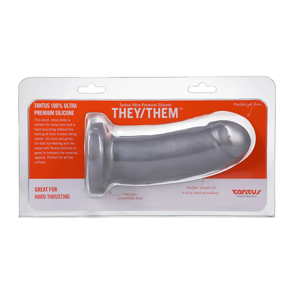 Tantus They/Them Super Soft Dildo Silver