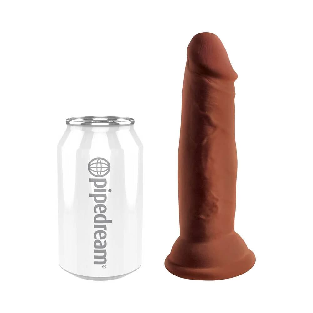 King Cock Plus 6 in. Triple Density Cock Realistic Dildo With Suction Cup Brown thumbnail