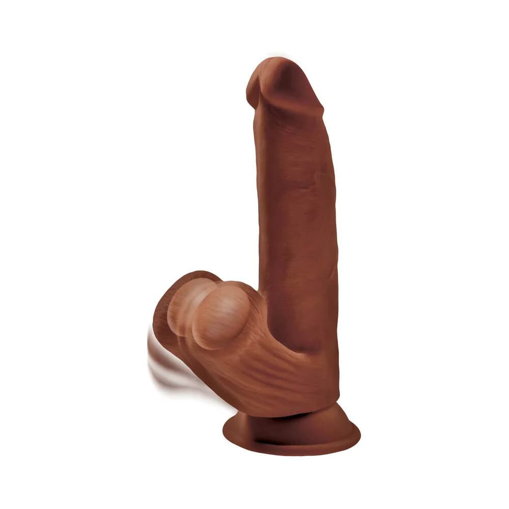 King Cock Plus 8 in. Triple Density Cock With Swinging Balls Dildo Brown thumbnail