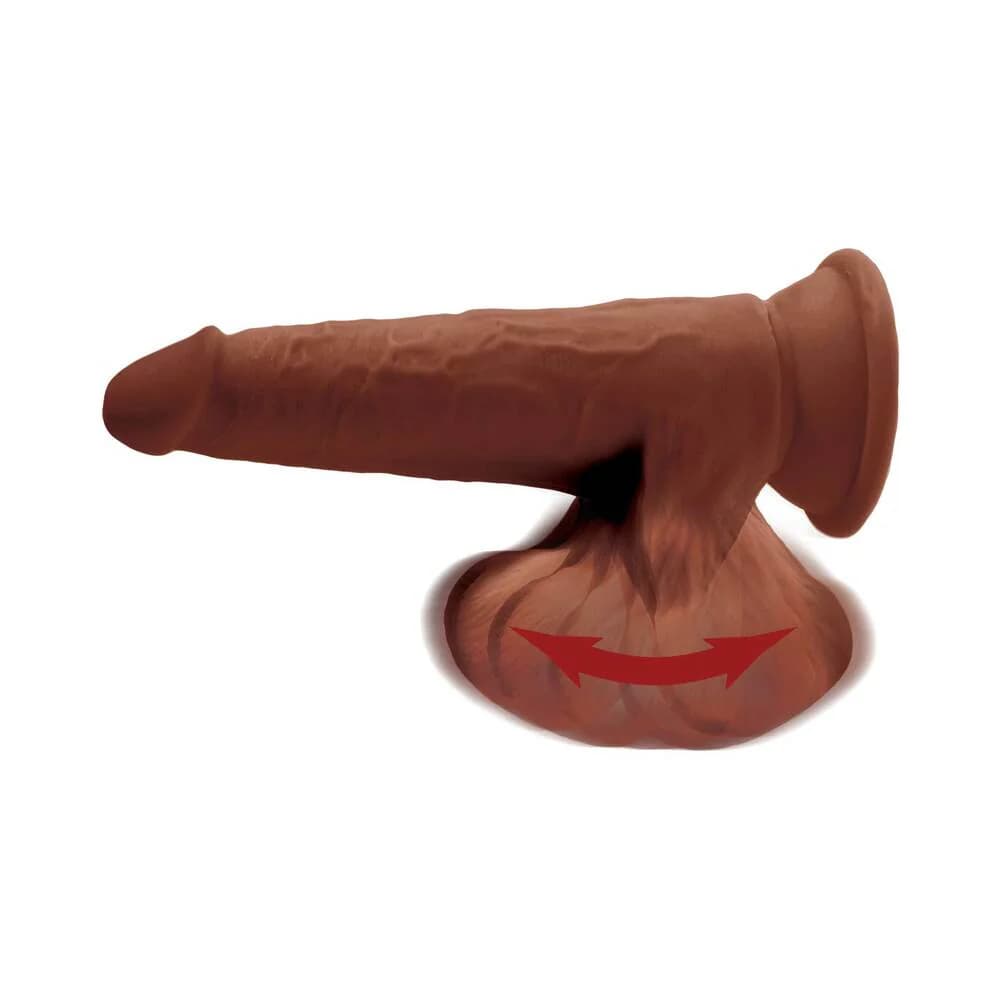 King Cock Plus 8 in. Triple Density Cock With Swinging Balls Dildo Brown thumbnail