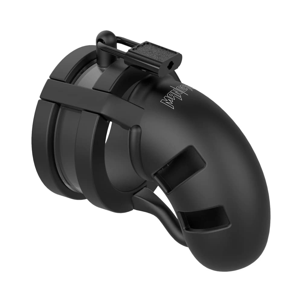 Shots ManCage Model 18 Adjustable 3.5 in. Silicone Ballsplitter Cock Cage Black thumbnail