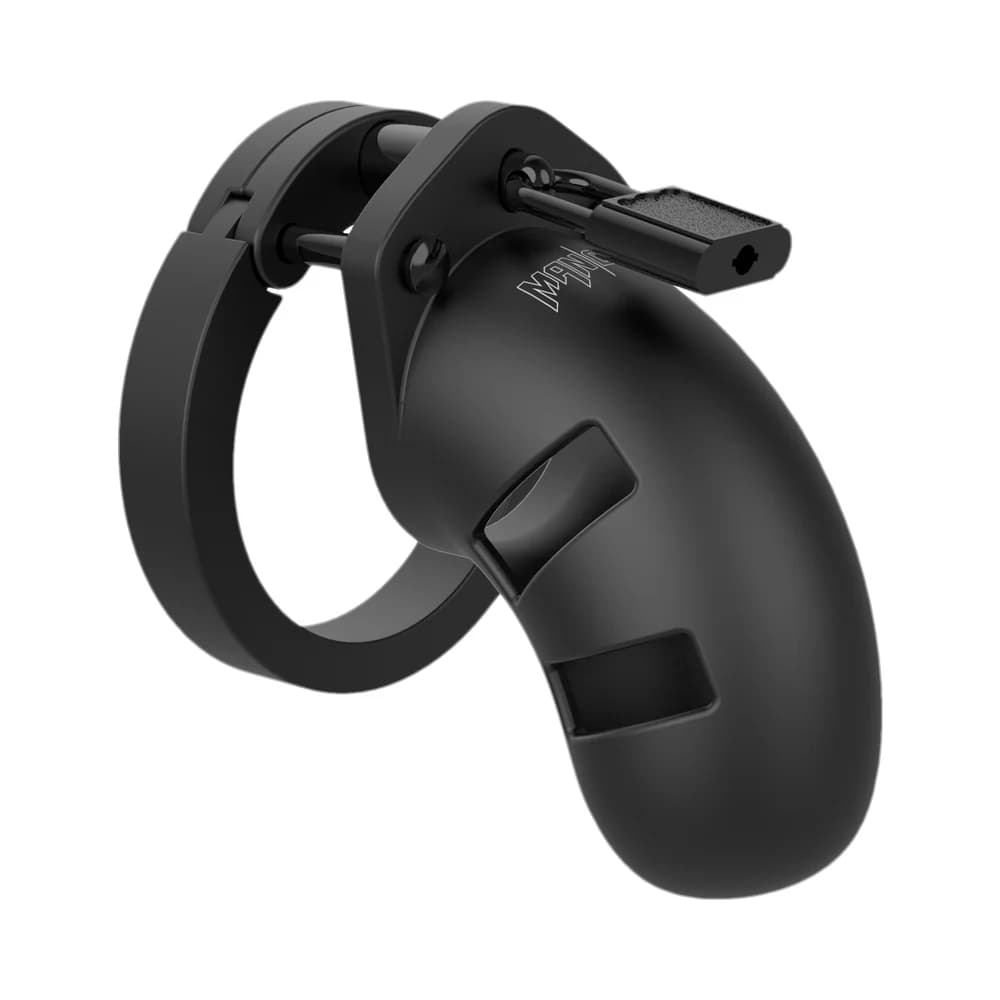 Shots ManCage Model 20 Adjustable 3.5 in. Silicone Chastity Cock Cage Black thumbnail