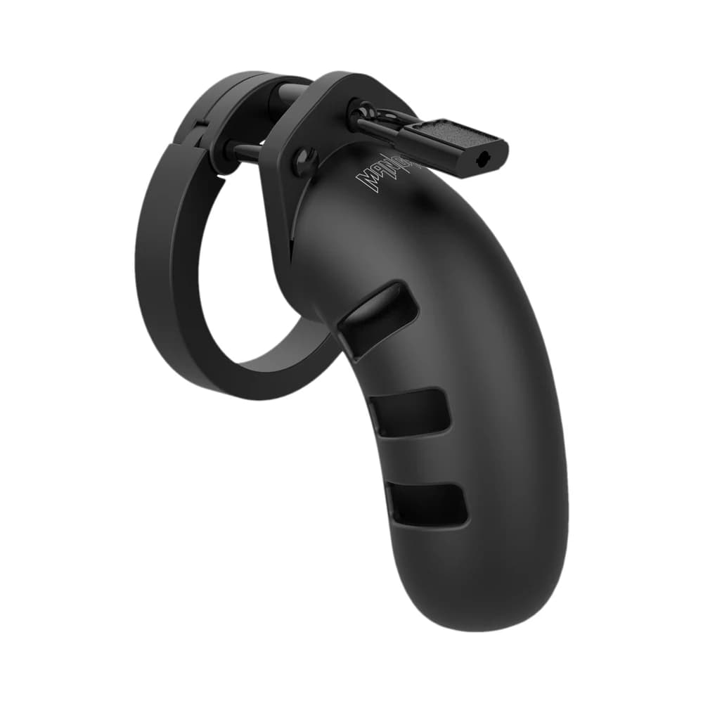 Shots ManCage Model 21 Adjustable 4.5 in. Silicone Chastity Cock Cage Black thumbnail