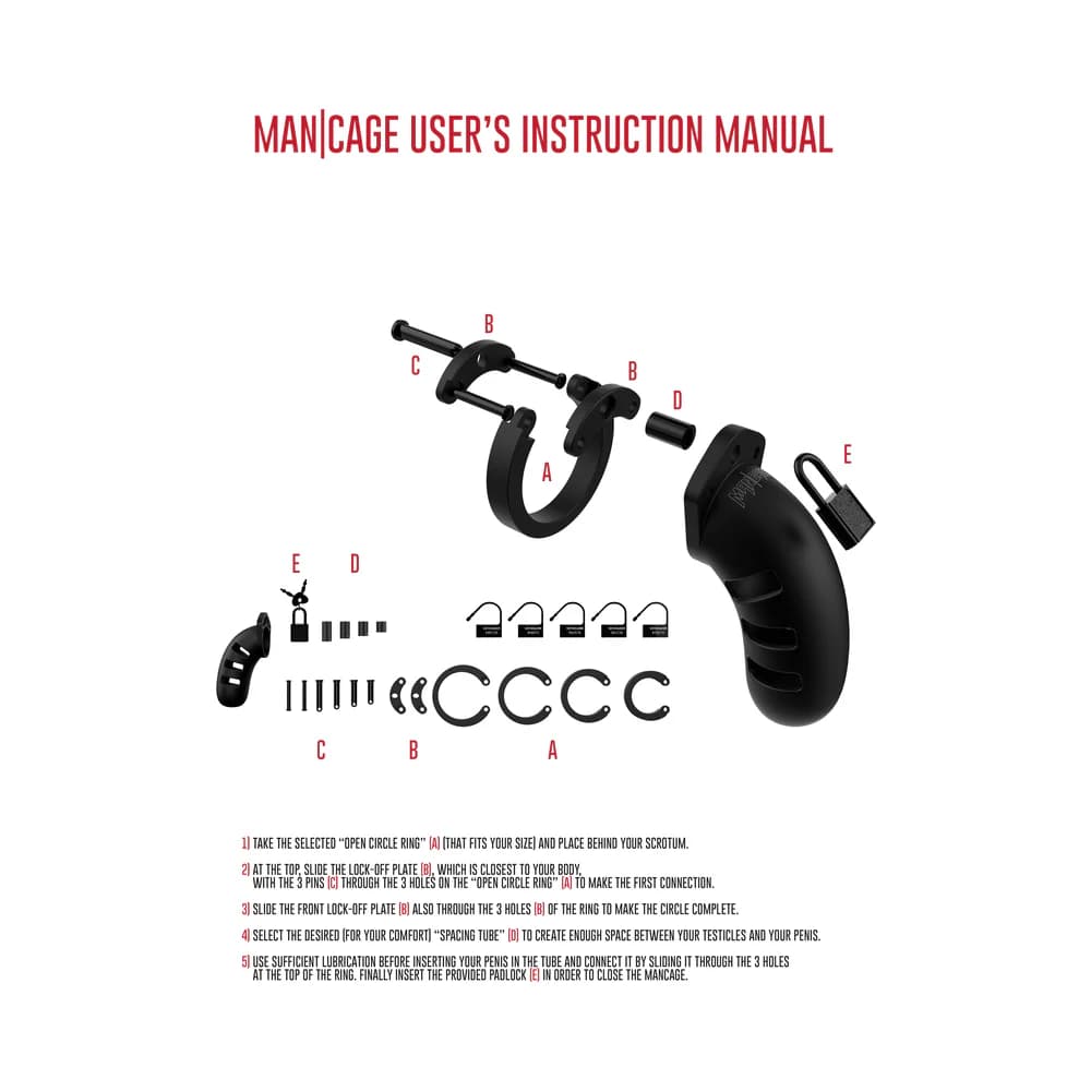 Shots ManCage Model 21 Adjustable 4.5 in. Silicone Chastity Cock Cage Black thumbnail 6