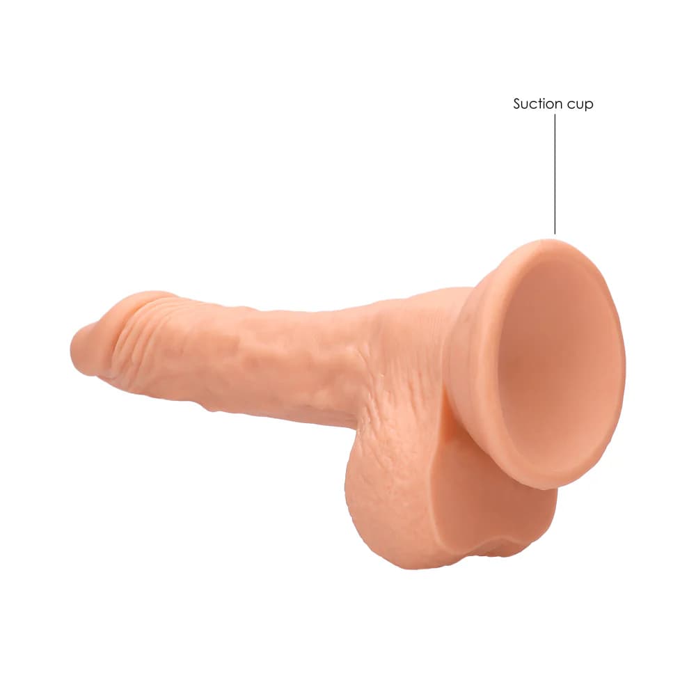 RealRock Realistic 7 in. Dildo With Balls and Suction Cup Beige thumbnail 5