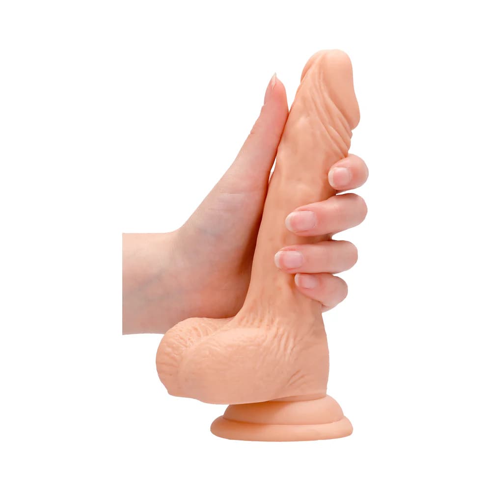 RealRock Realistic 7 in. Dildo With Balls and Suction Cup Beige thumbnail 8