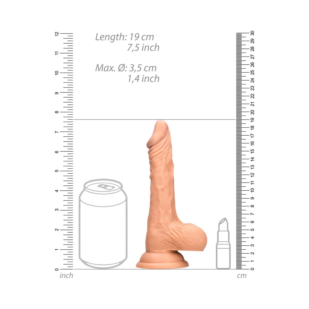 RealRock Realistic 7 in. Dildo With Balls and Suction Cup Beige thumbnail 9