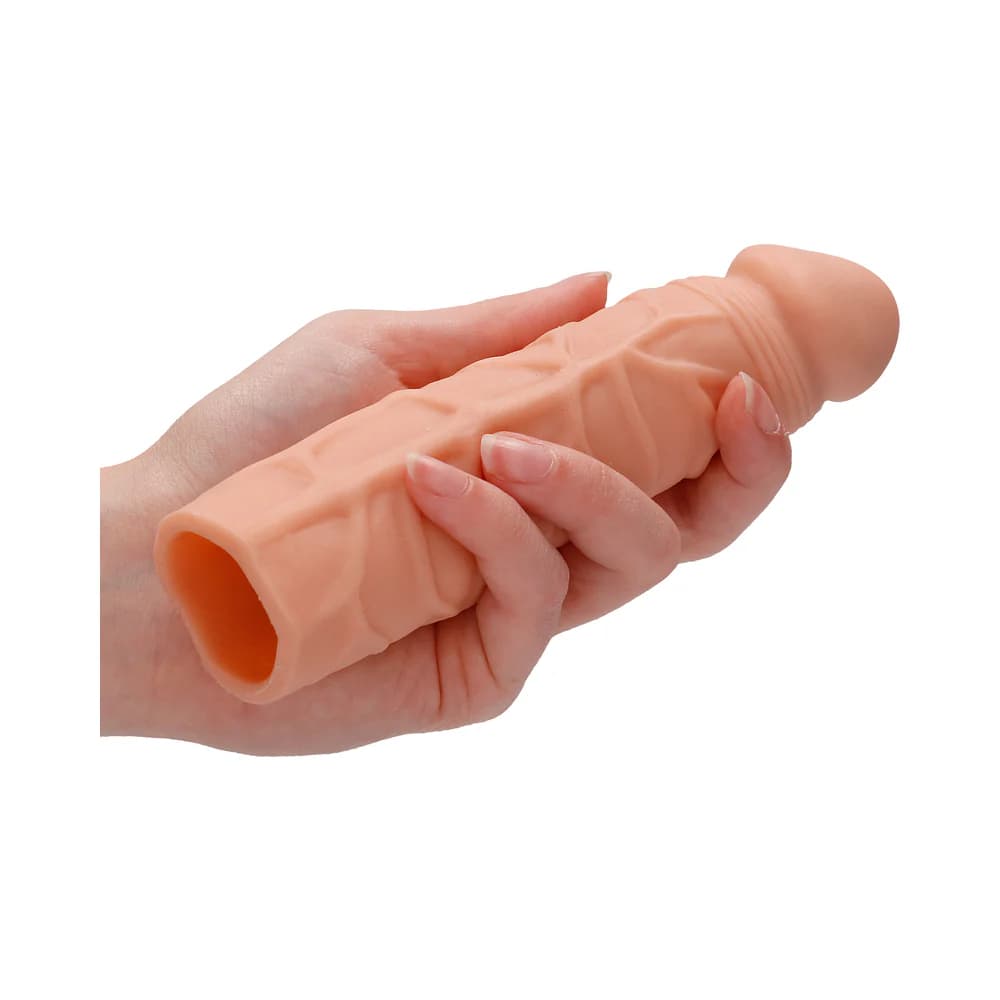 RealRock Realistic Veiny 7 in. Penis Sleeve Extender Beige thumbnail 9