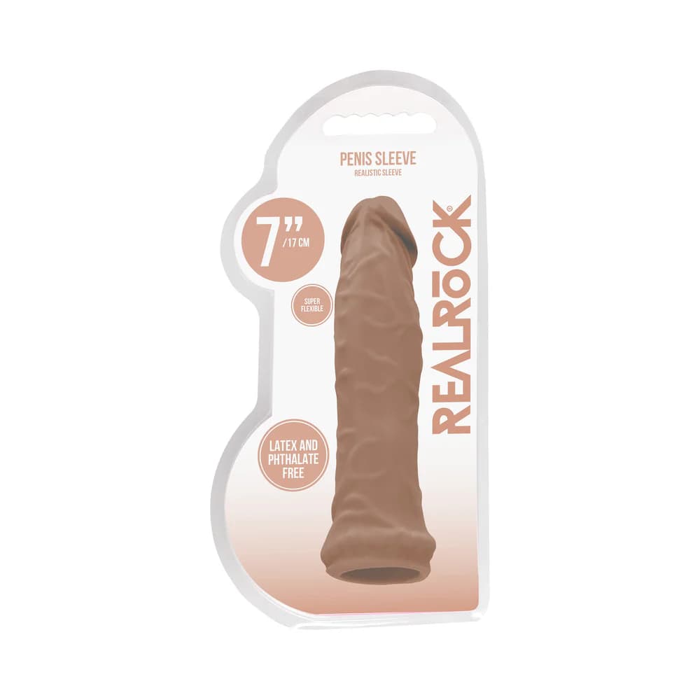 RealRock Realistic 6 in. Penis Sleeve Extender Tan thumbnail