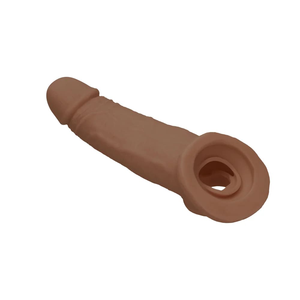 RealRock Realistic 9 in. Penis Sleeve Extender Sling Tan thumbnail 5
