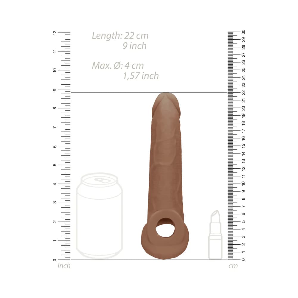 RealRock Realistic 9 in. Penis Sleeve Extender Sling Tan thumbnail 10