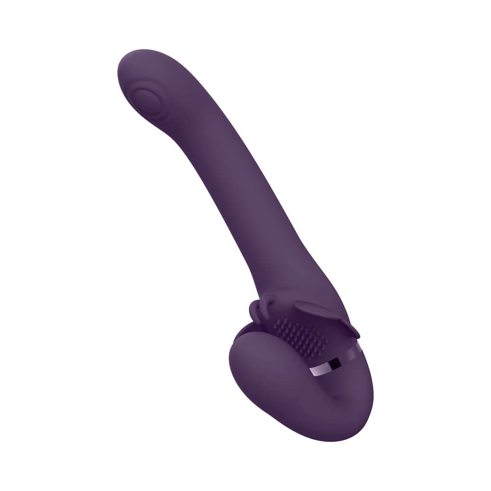 VIVE SATU Rechargeable Triple Motor Pulse-Wave Vibrating Silicone Strapless Strap-On Purple thumbnail 5