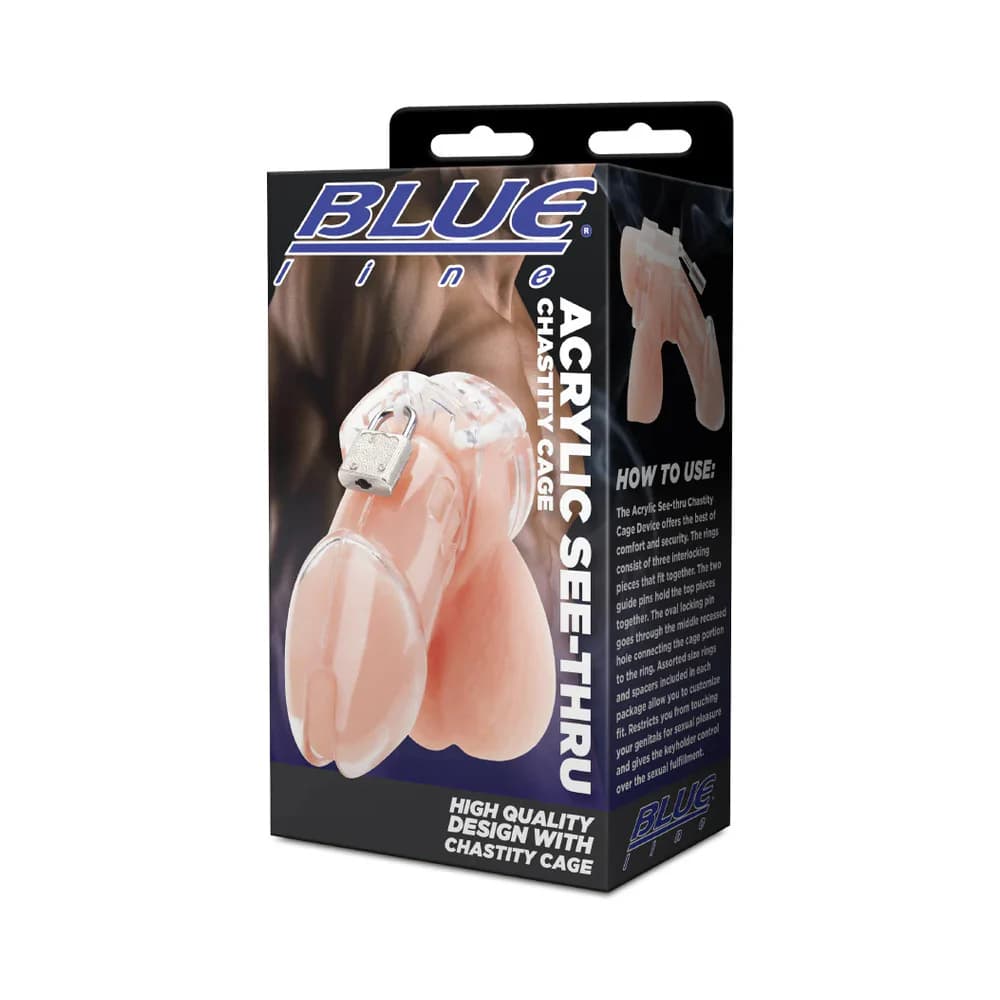 Blue Line Acrylic See-Thru Chastity Cock Cage Clear thumbnail 5