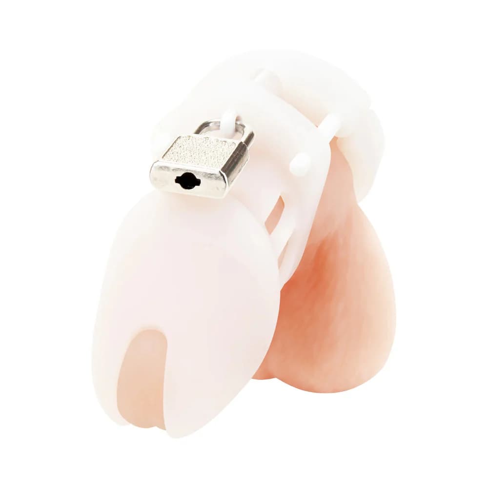 Blue Line Silicone Chastity Cock Cage White thumbnail