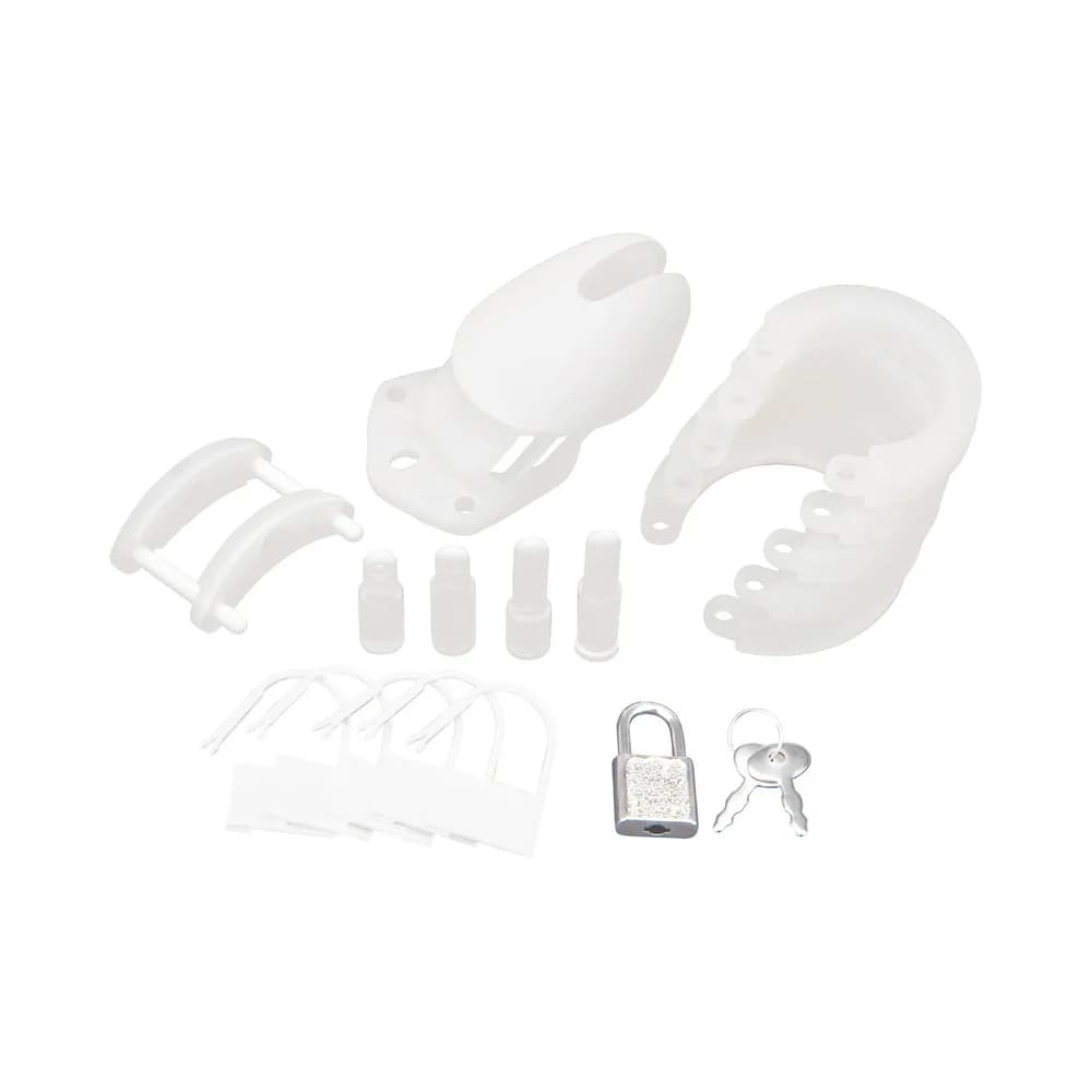 Blue Line Silicone Chastity Cock Cage White thumbnail