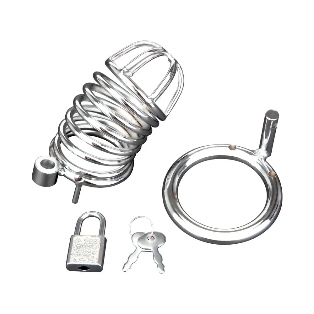 Blue Line Deluxe Chastity Cage Silver thumbnail