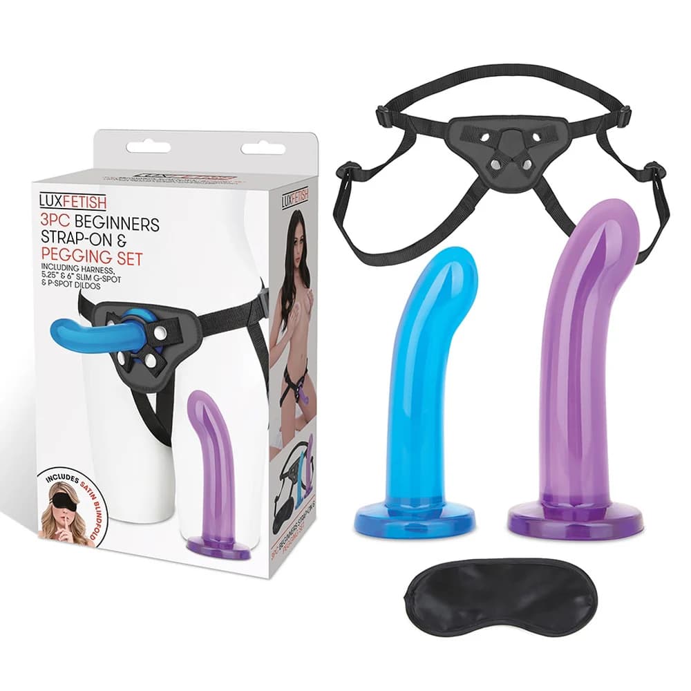 Lux Fetish 3-Piece Beginners Strap-On & Pegging Set thumbnail