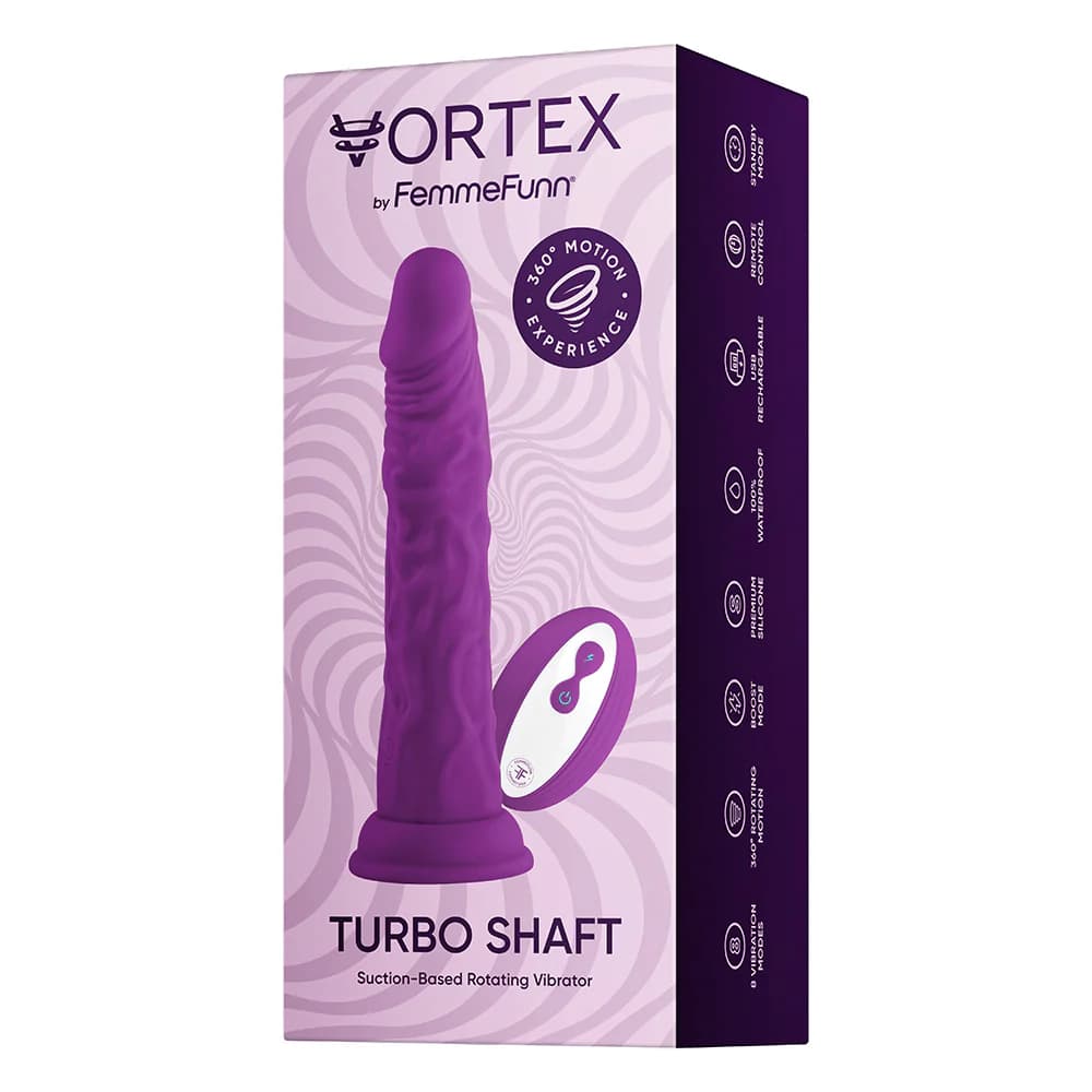 FemmeFunn Vortex Turbo Shaft 2.0 8 in. Vibrating Rotating Dildo Purple thumbnail 8
