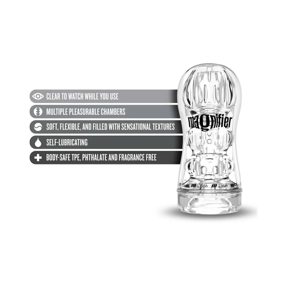 M for Men Soft + Wet Magnifier Self-Lubricating See-Through Stroker Clear thumbnail 5