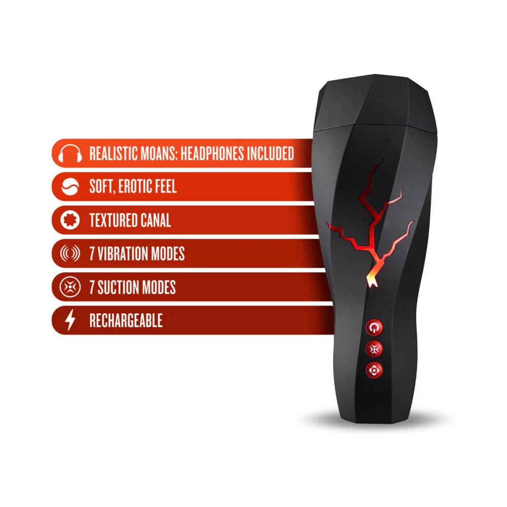 M for Men Storm Rechargeable Vibrating Suction Masturbator Black thumbnail 5