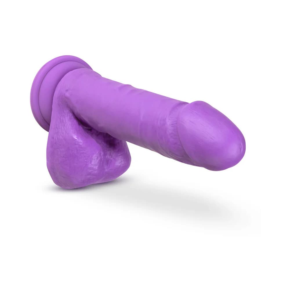 Neo Elite 8 in. Silicone Dual Density Dildo With Balls Neon Purple thumbnail