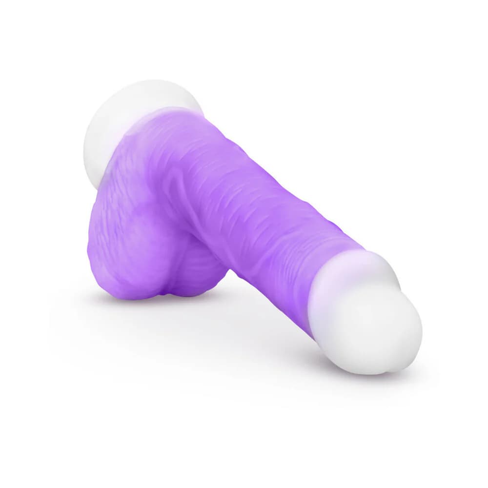 Neo Elite Encore 8 in. Silicone Vibrating Dildo with Balls Purple thumbnail